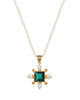 Seed Pearl Necklace with Green Quartz Cross Pendant
