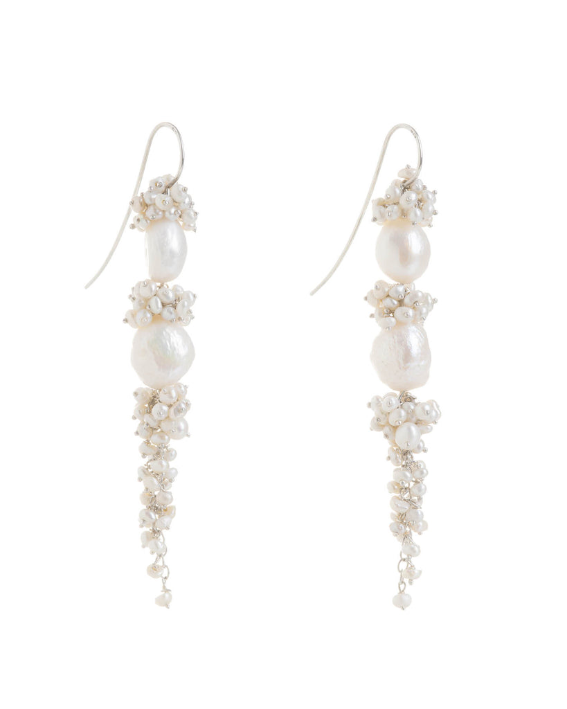 Silver Baroque Pearl Long Drops