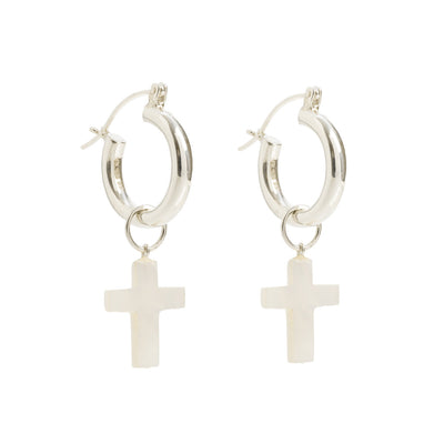 Silver Mini Hoops with Detachable Cross
