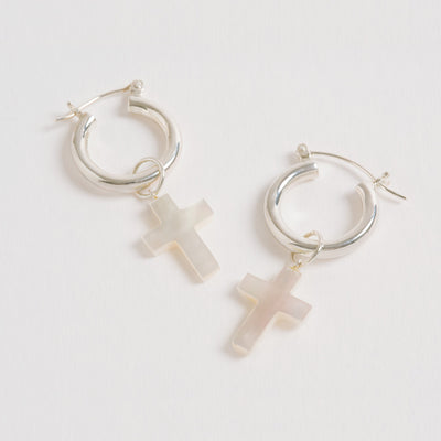 Silver Mini Hoops with Detachable Cross