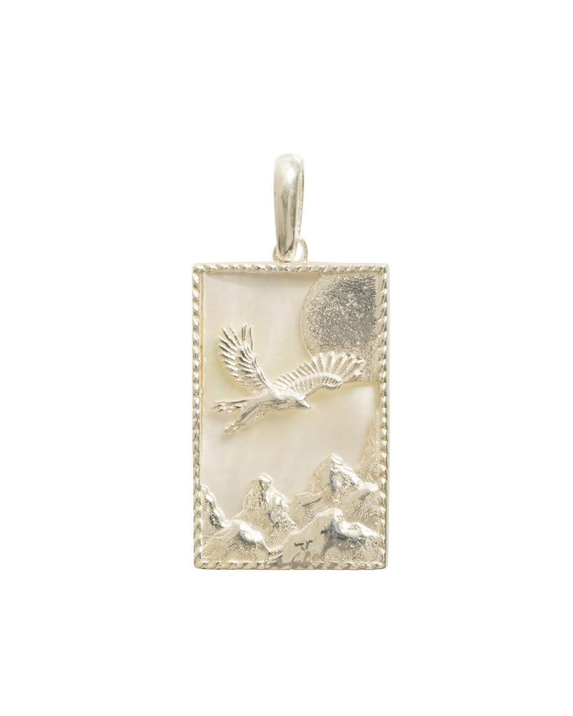 Rectangle Silver Eagle Pendant