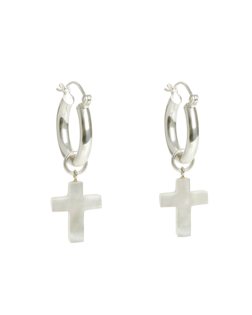 Silver Mini Hoops with Detachable Cross