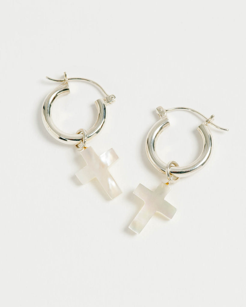 Silver Mini Hoops with Detachable Cross