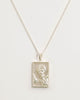 Rectangle Silver Woman & Moon Necklace