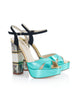 Designer blue shoe with Mother of Pearl heel — Suki Blue by Freya Rose