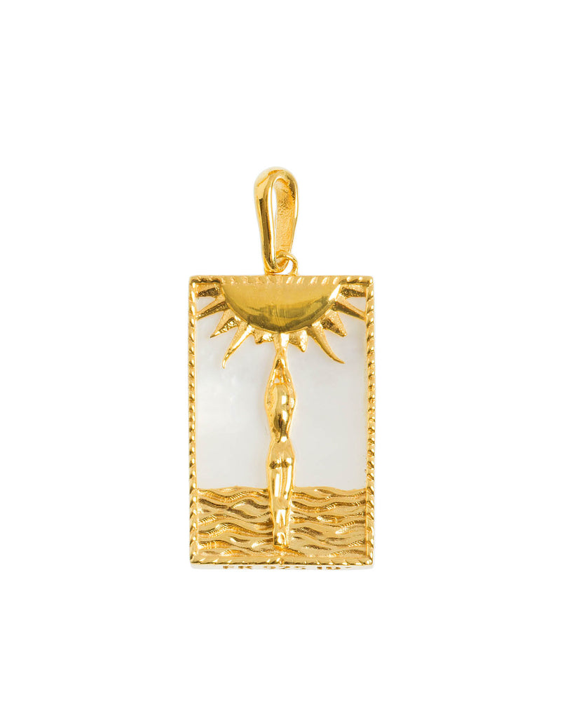 Rectangle Woman and Sun Pendant