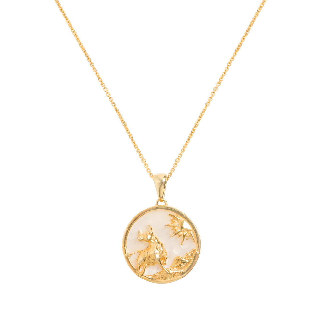 Taurus Gold Zodiac Necklace Cut Out