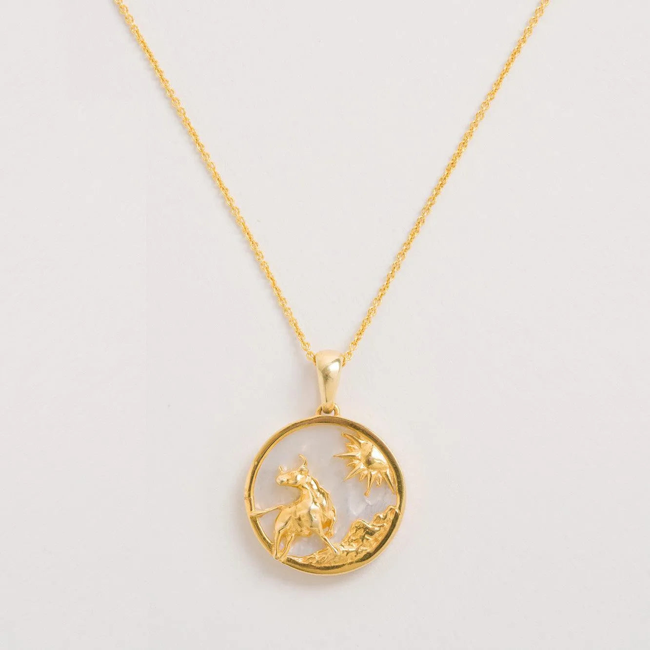 Taurus Gold Zodiac Necklace Tonal