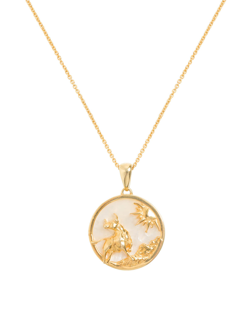 Taurus, Gold Zodiac Necklace