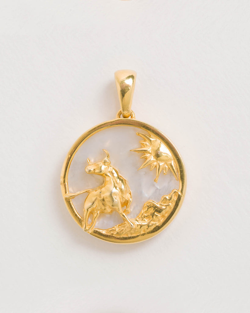 Taurus, Gold Zodiac Pendant