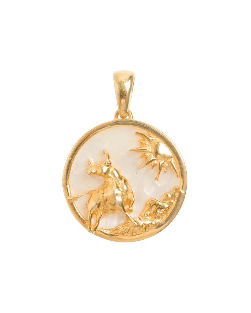 Taurus, Gold Zodiac Pendant