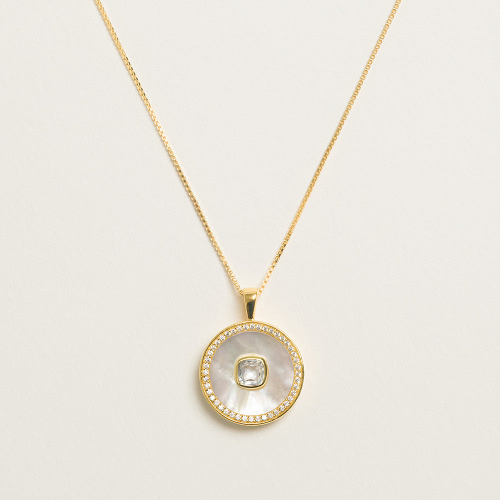 White Topaz Mother of Pearl Necklace