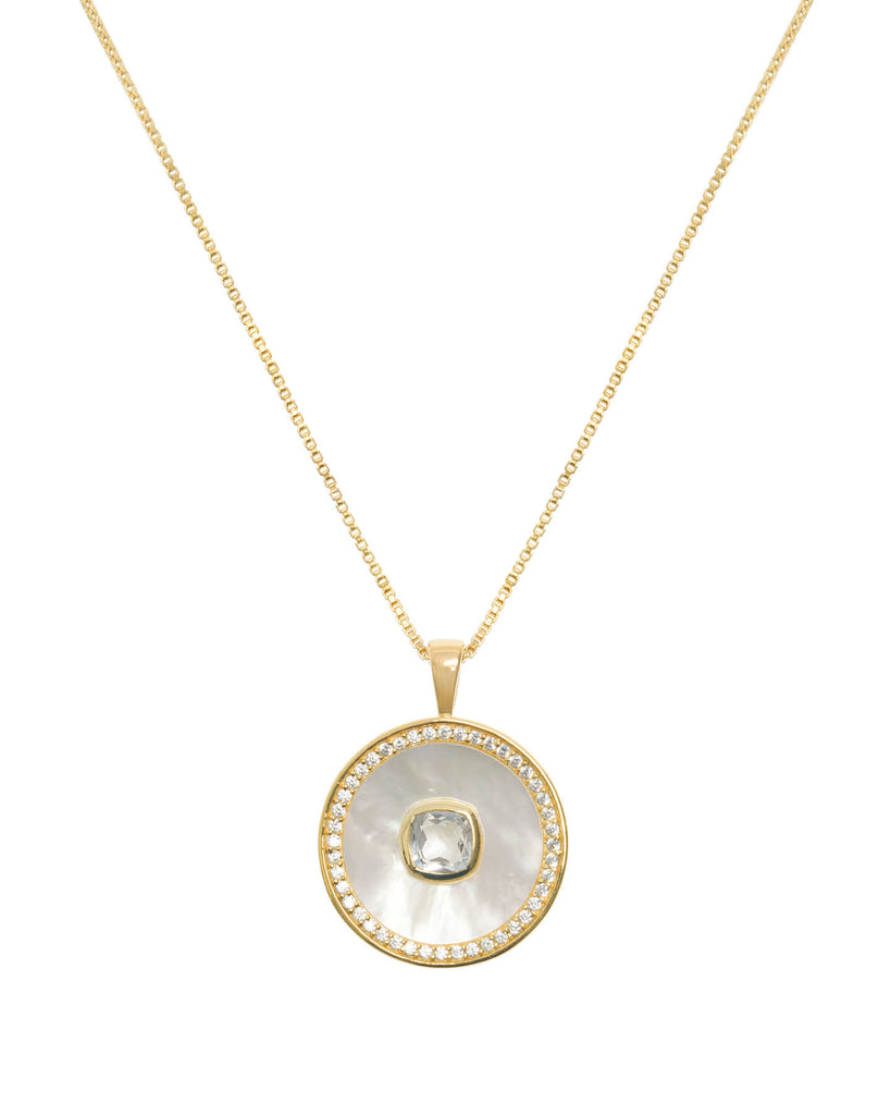 White Topaz Mother of Pearl Necklace