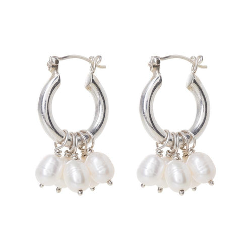 Silver Mini Hoop Earrings with Detachable Pearls - Freya Rose Pearl Jewellery