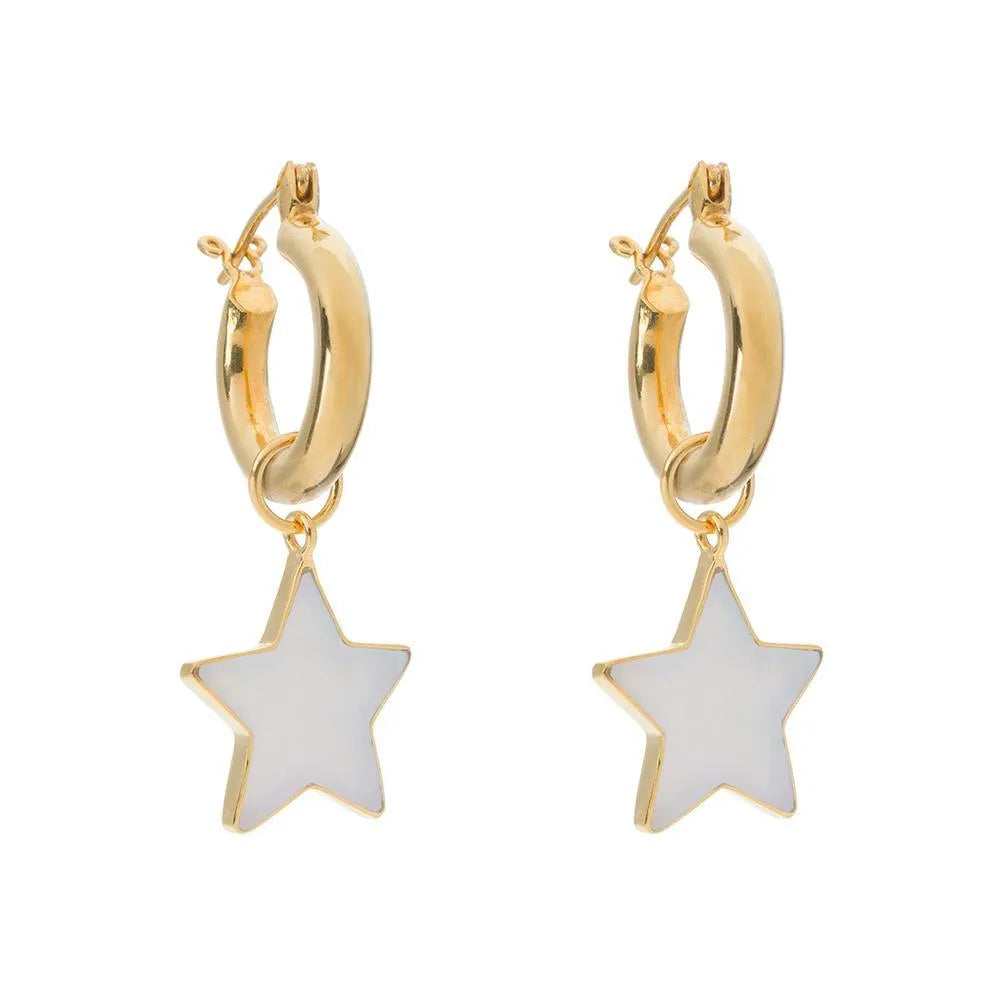 Gold Mini Hoop Earrings with Detachable Stars - Freya Rose Jewellery