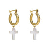 Gold Mini Hoops with Detachable Cross Charms - Freya Rose Pearl Shoes and Jewellery