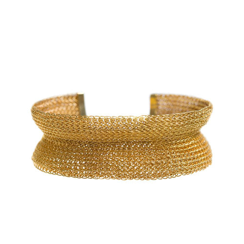 Medium 22ct Gold Weave Cuff - Freya Rose Jewellery