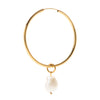 Large Gold Vermeil Hoop Earrings with Baroque Pearls - Freya Rose Pearl Jewellery
