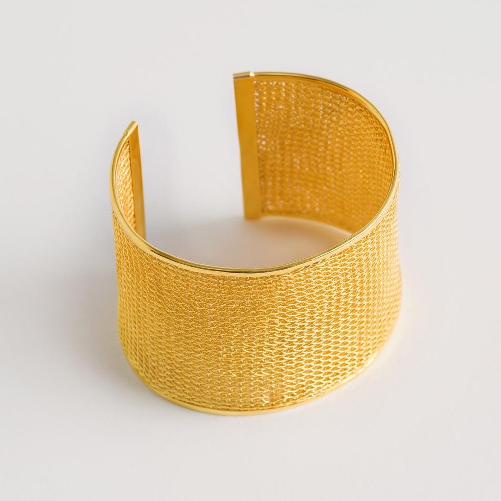 Large 22ct Gold Weave Cuff - Freya Rose Jewellery