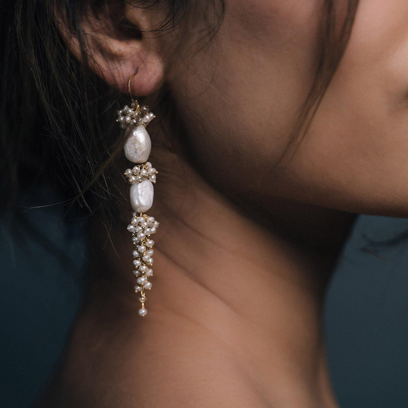 Baroque Pearl Long Drops - Freya Rose Pearl Earrings