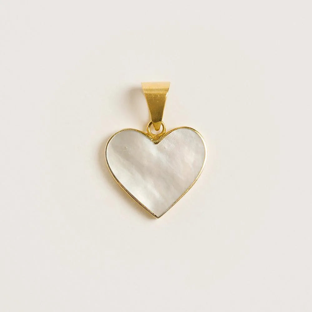 Mother of Pearl Heart Pendant Gold Freya Rose - Main Image