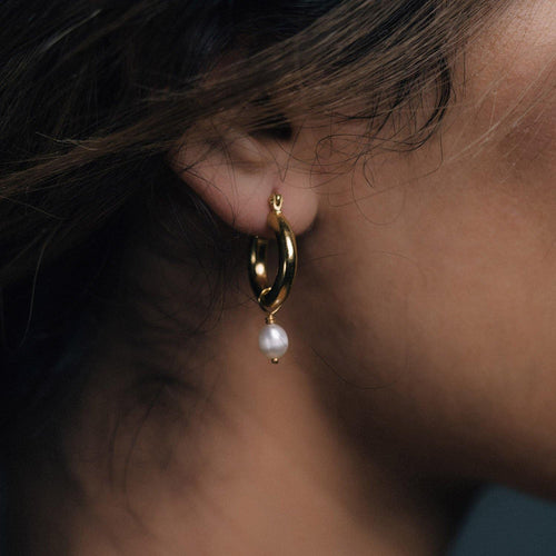 Mini Hoop Earrings with Detachable Pearls - Freya Rose Pearl Jewellery