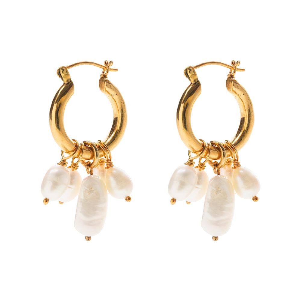 Mini Hoop Earrings with Detachable Pearls Combo - Freya Rose Pearl Jewellery