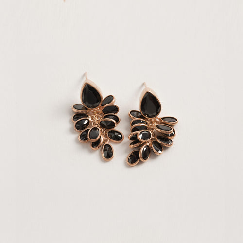 Petite Black and Rose Gold Crystal Drop Earrings - Freya Rose Jewellery