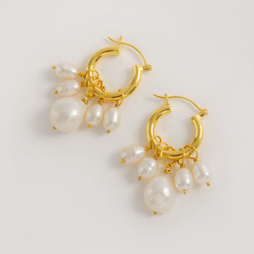 Mini Hoop Earrings with Detachable Pearls Combo - Freya Rose Pearl Jewellery