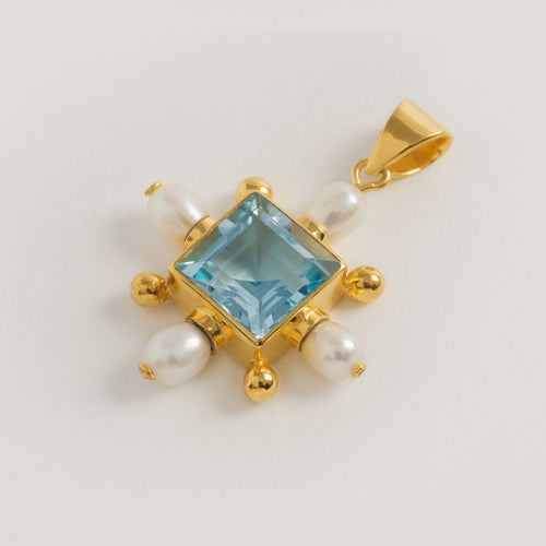 Blue Topaz Cross Pendant - Freya Rose Designer Jewellery