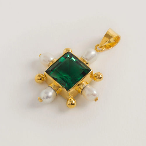 Green Quartz Cross Pendant - Freya Rose Pearl Shoes and Jewellery