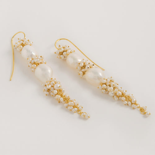 Baroque Pearl Long Drops - Freya Rose Pearl Earrings