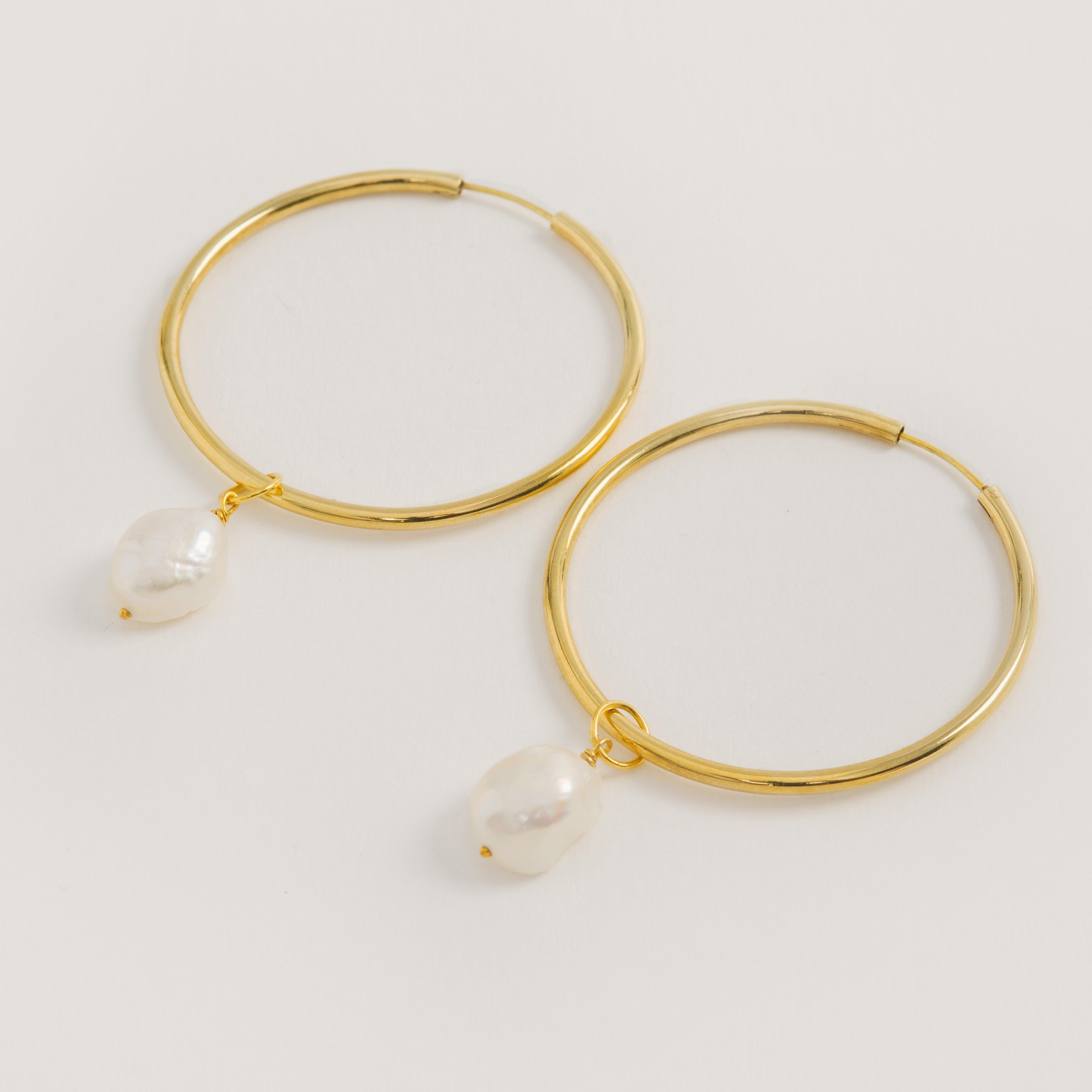 Large Mabe Pearl Earrings w/ Diamonds and Scroll Motifs 18K