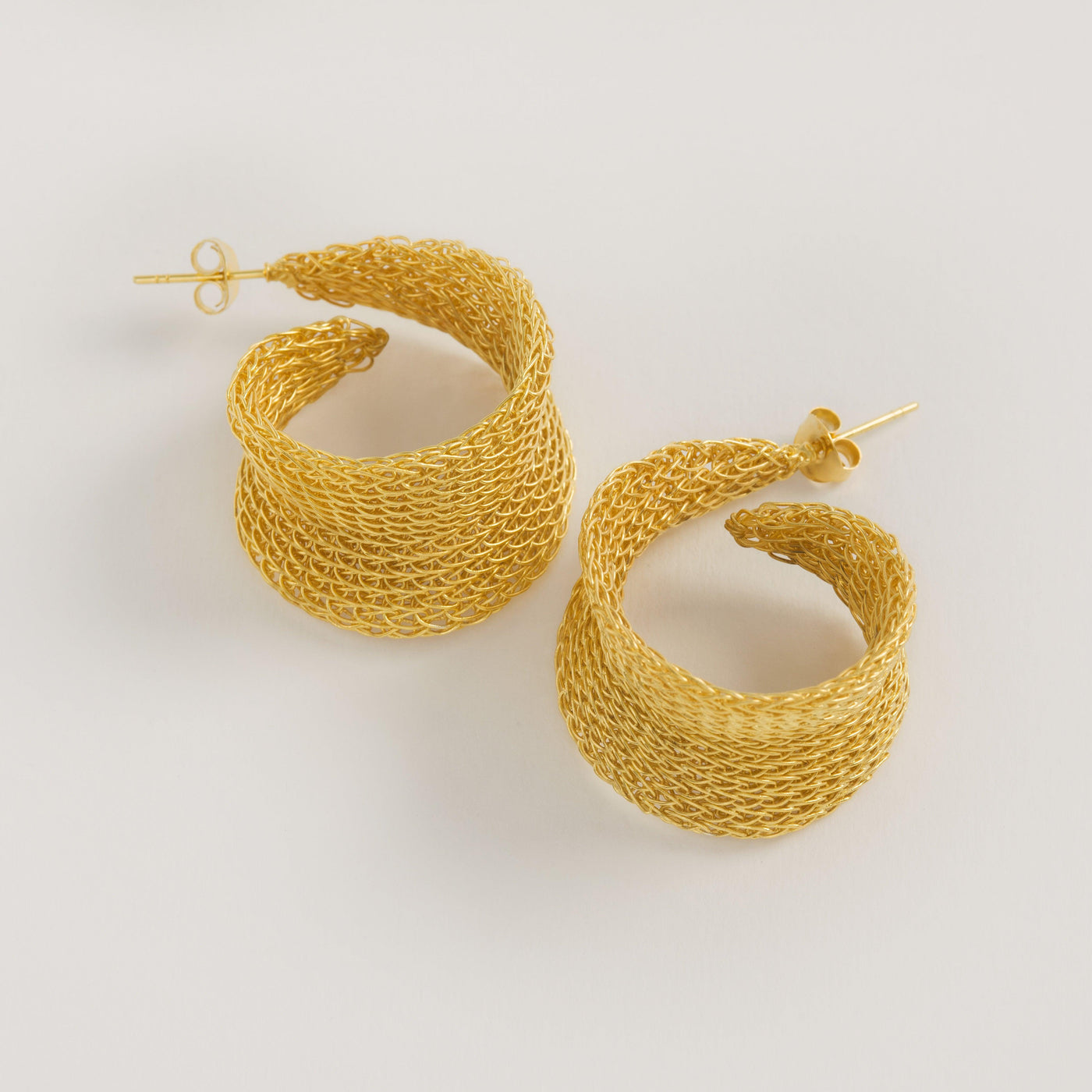 22ct Gold Weave Curled Hoops - Freya Rose Earrings