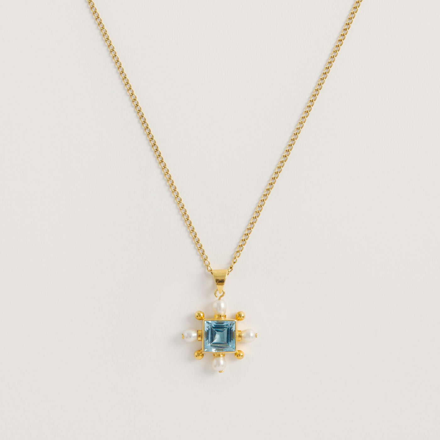 Blue Topaz Cross Necklace - Freya Rose Designer Jewellery