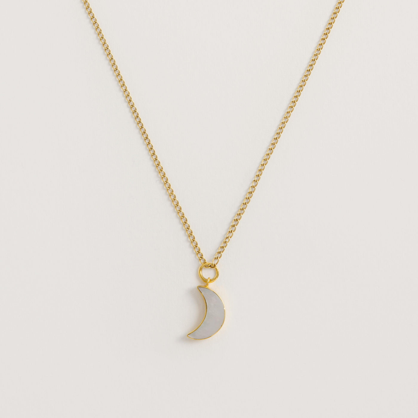 Mother of Pearl Moon Pendant Gold Necklace - Freya Rose Pearl Jewellery