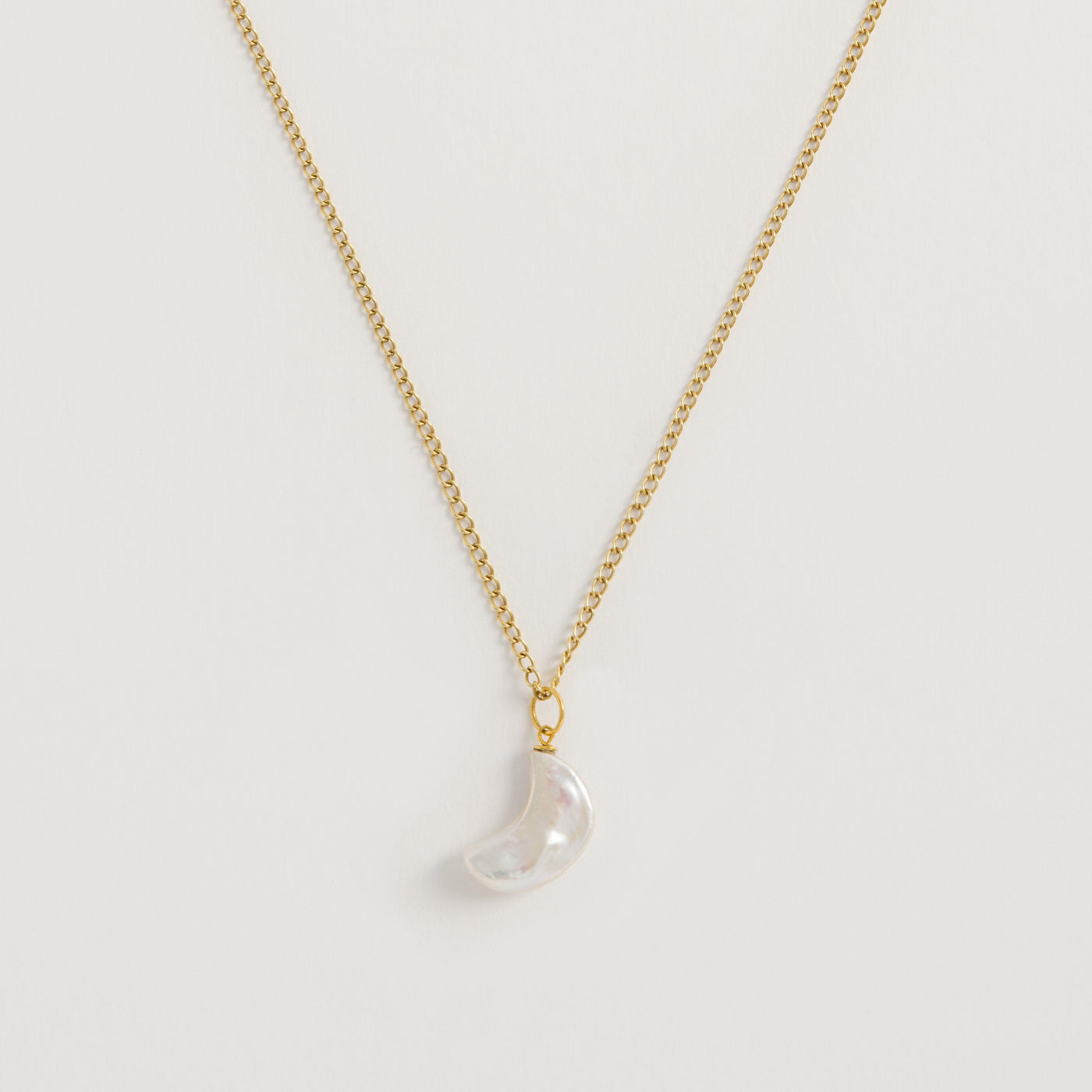 Moon Pearl Necklace Gold Vermeil - Freya Rose Pearl Jewellery