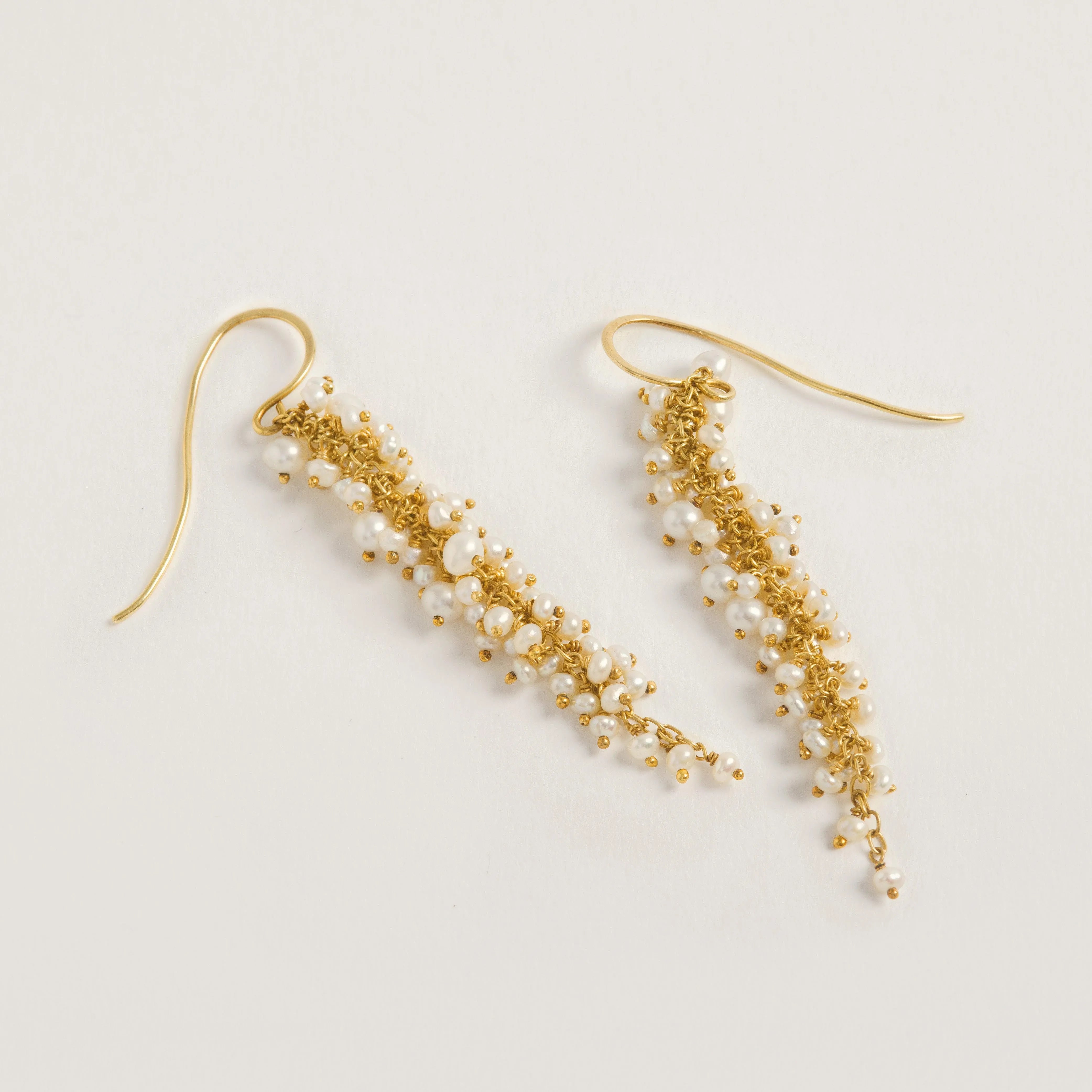 Delicate Pearl Drop Earrings Gold Freya Rose - Main Image