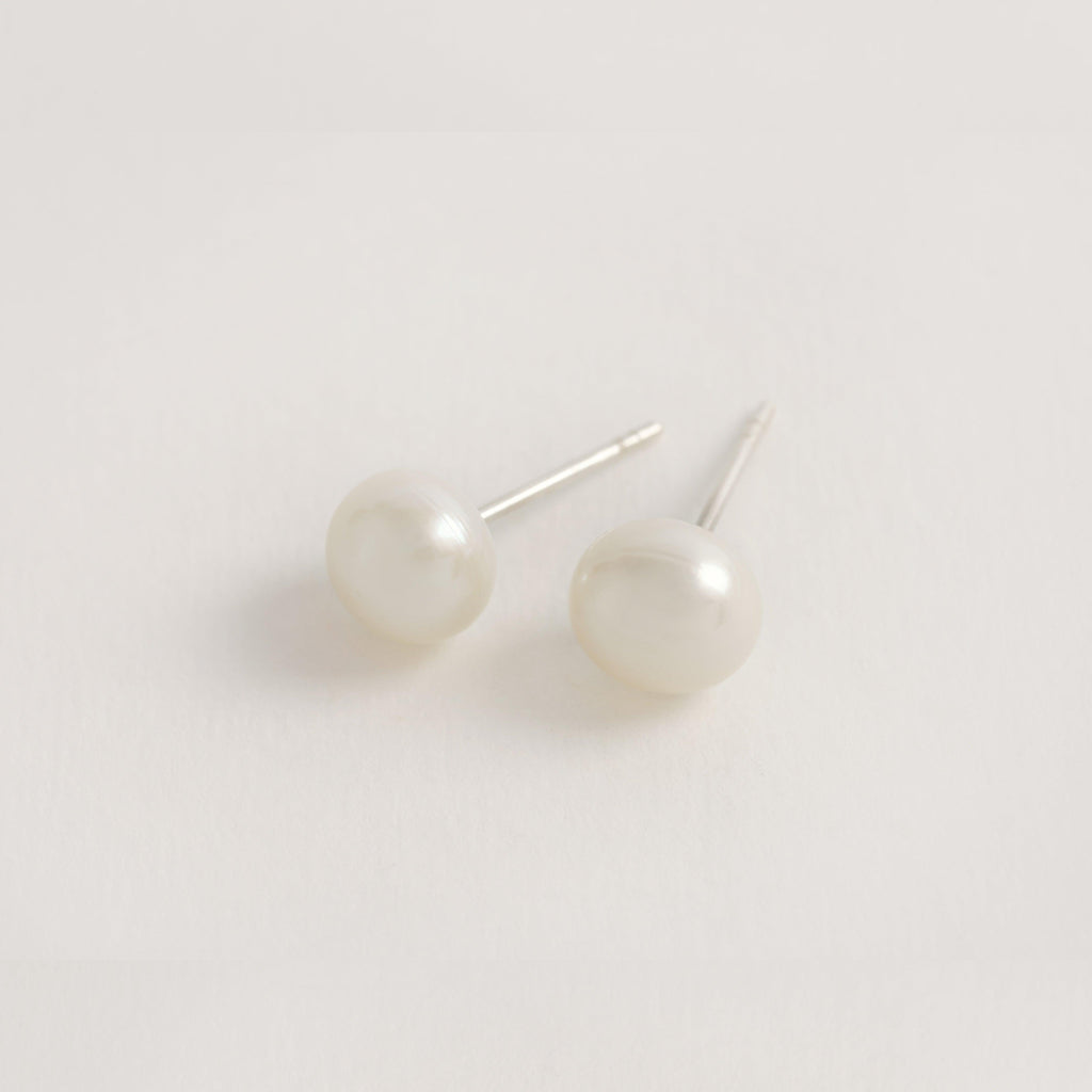 Pearl Stud Earrings | White | Freya Rose