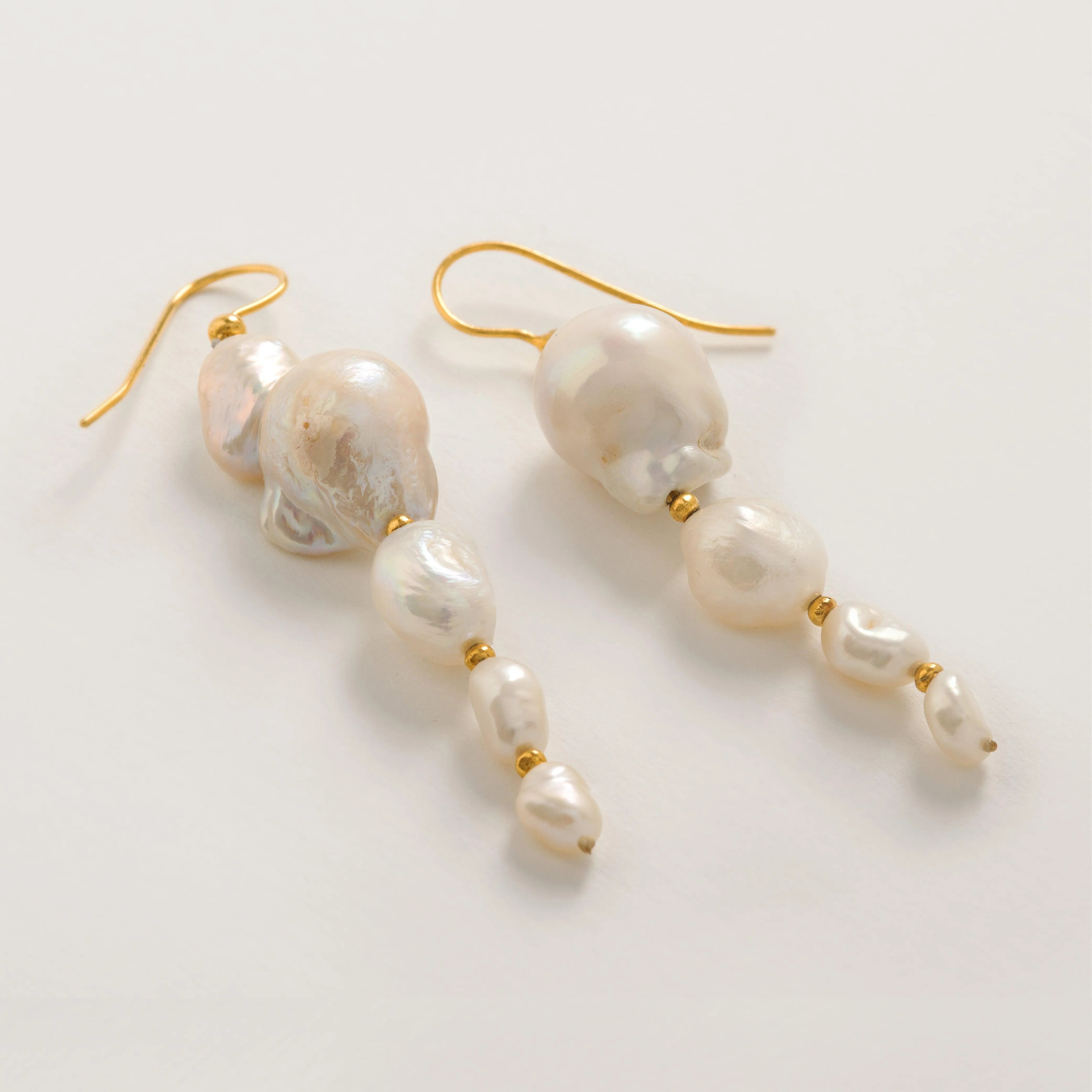 Large Baroque Pearl Drop Earrings White Freya Rose