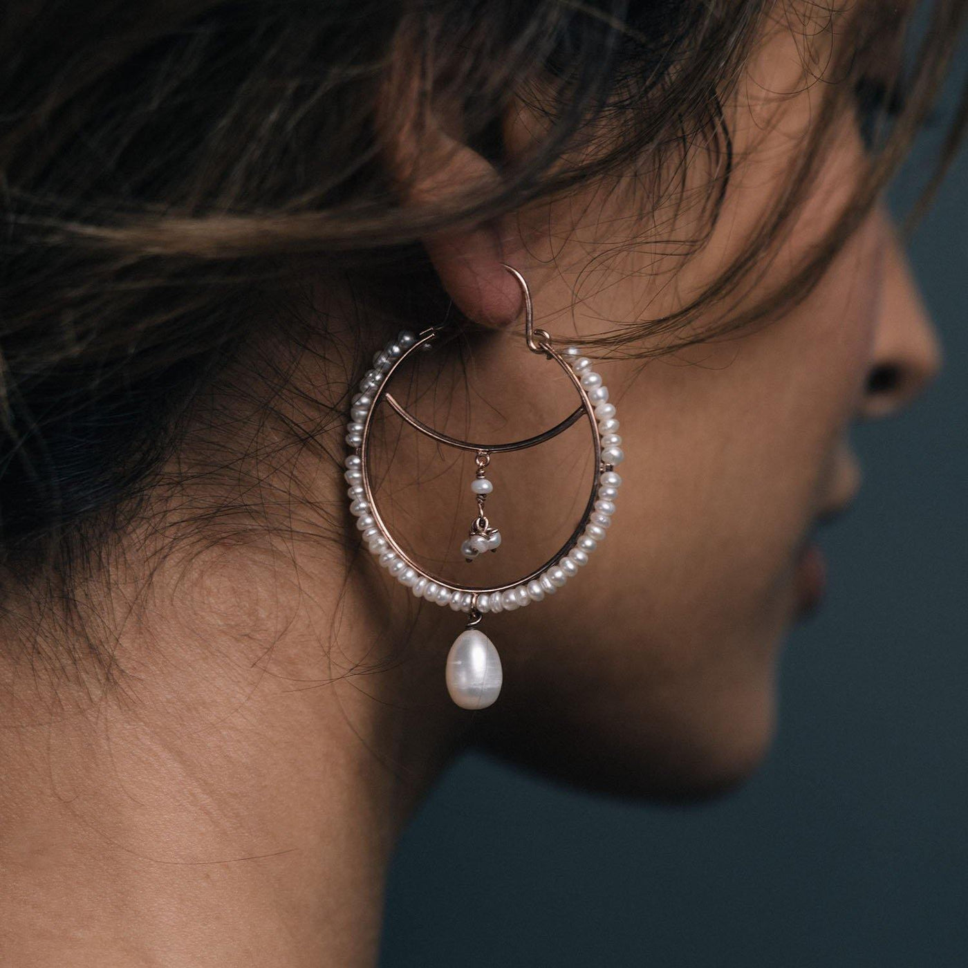 Pearly Drop Hoops - Freya Rose Pearl Jewellery