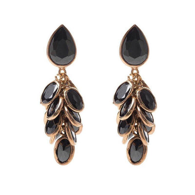 Petite Black and Rose Gold Crystal Drop Earrings - Freya Rose Jewellery