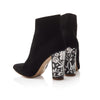 Mineko - Black Suede Ankle Boots with Pearl Heel - Freya Rose Pearl Shoes and Jewellery