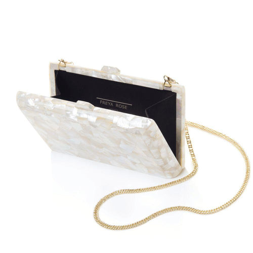 Aphrodite Ivory Designer Pearl Clutch Bag | White | Freya Rose