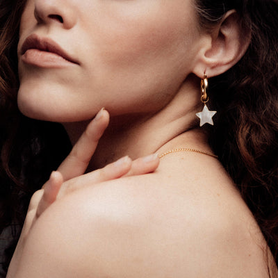 Gold Mini Hoop Earrings with Star and Moon - Freya Rose Jewellery