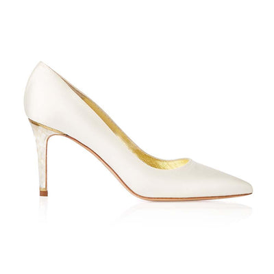 'Chelsea' Designer wedding shoe by Freya Rose London - An ivory Court shoe with pearl heels