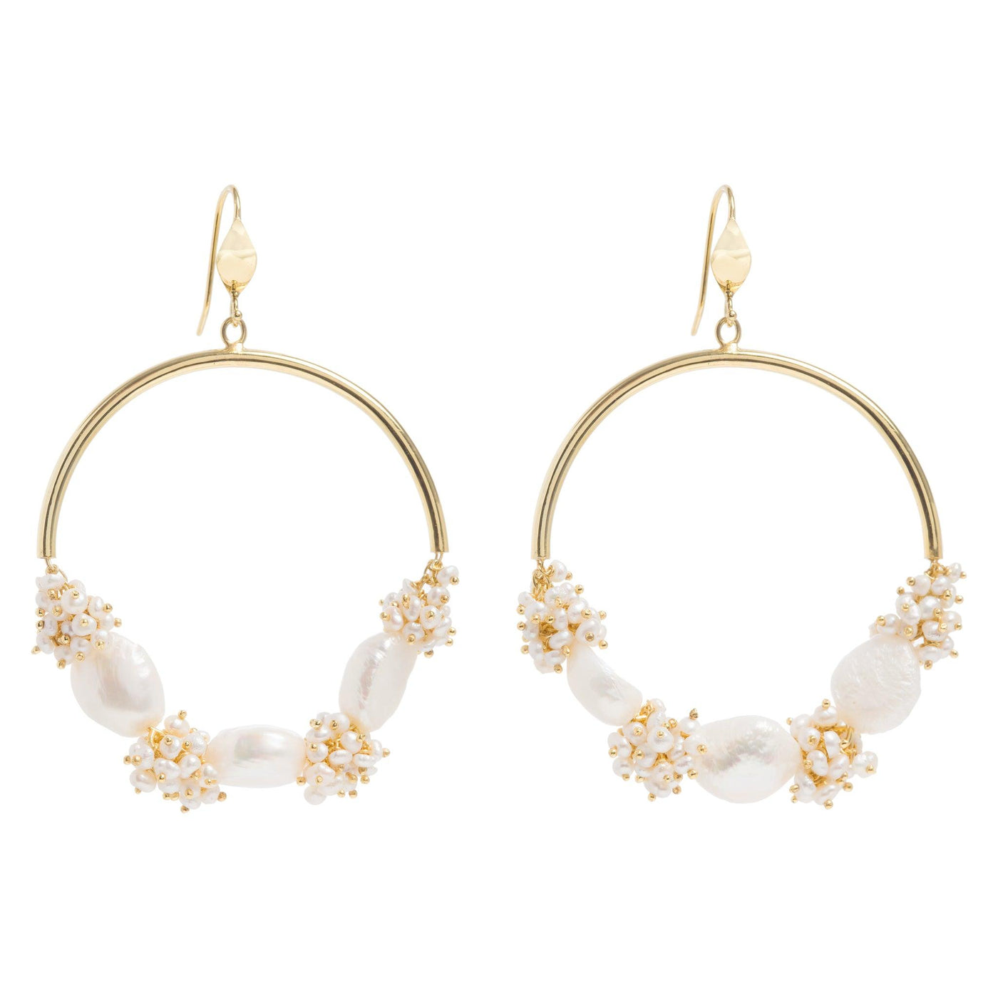 Seed and Baroque Pearl Large Hoops | Earrings | Gold | Freya Rose