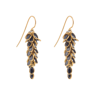Gold and Black Midi Crystal Drop Earrings - Freya Rose Jewellery