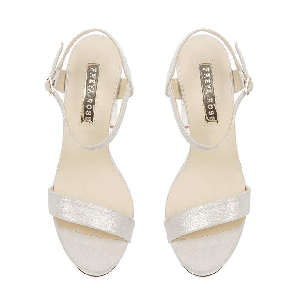 Top view of 'Gigi' Ivory suede Mother of Pearl Bridal shoes by Freya Rose