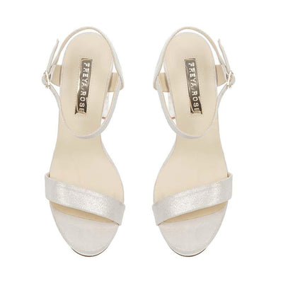 Champagne suede Mother of Pearl sandal platform block heel shoes